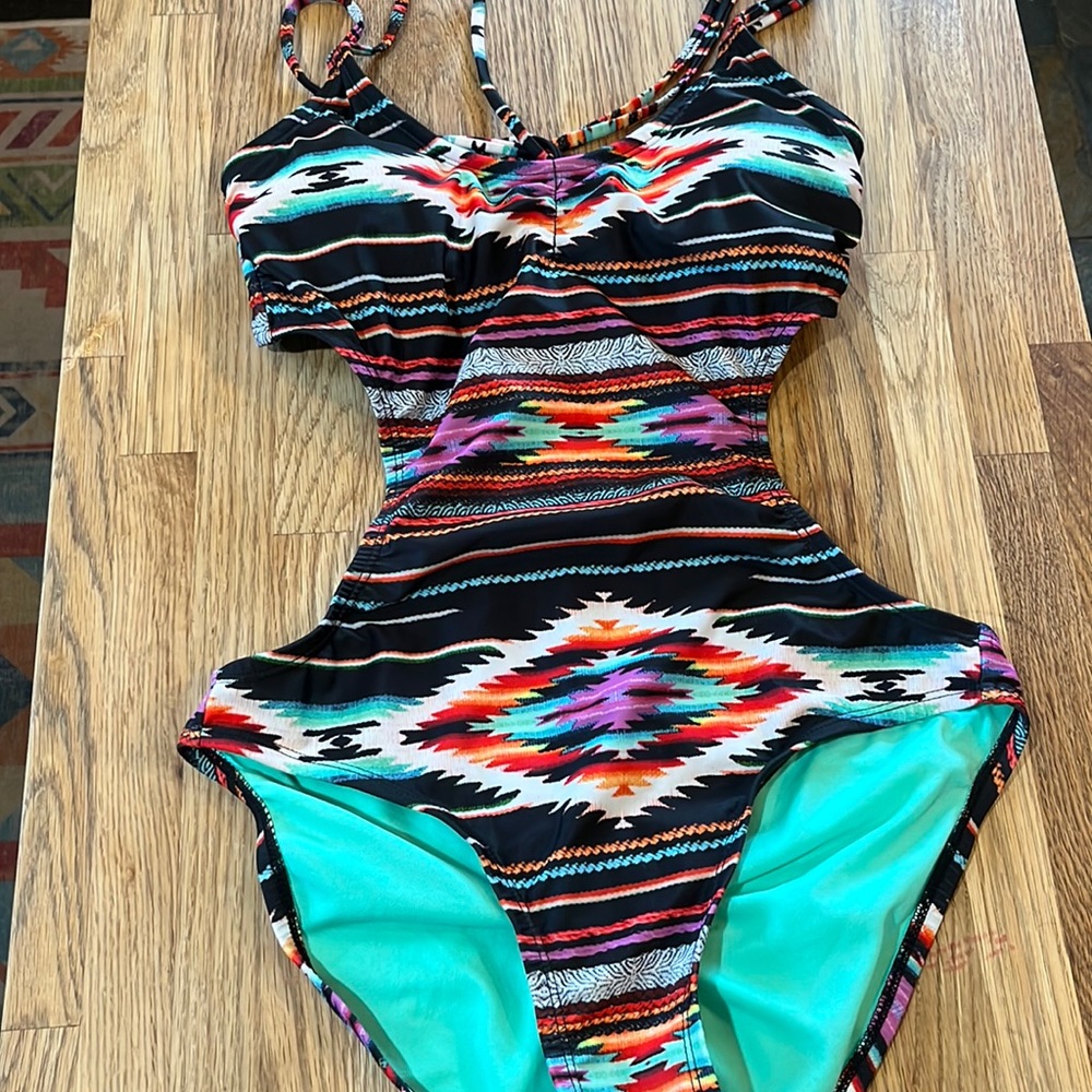 Aztec print one piece swimsuit